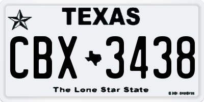 TX license plate CBX3438