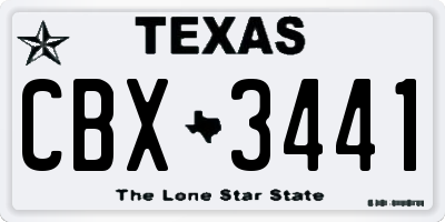TX license plate CBX3441