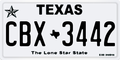 TX license plate CBX3442