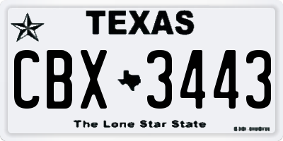 TX license plate CBX3443
