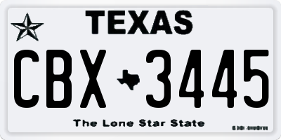TX license plate CBX3445