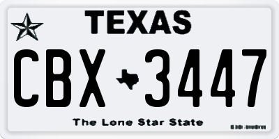TX license plate CBX3447