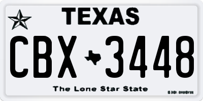 TX license plate CBX3448