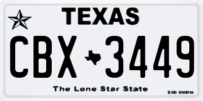 TX license plate CBX3449