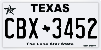 TX license plate CBX3452