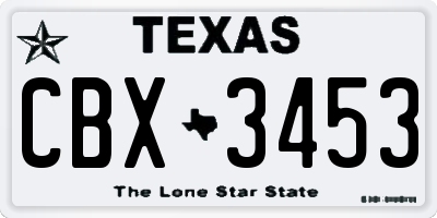 TX license plate CBX3453