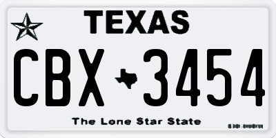 TX license plate CBX3454