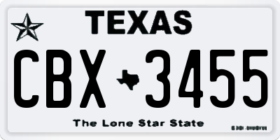 TX license plate CBX3455