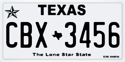 TX license plate CBX3456