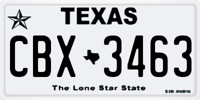 TX license plate CBX3463