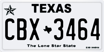 TX license plate CBX3464