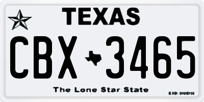 TX license plate CBX3465