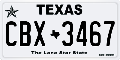 TX license plate CBX3467