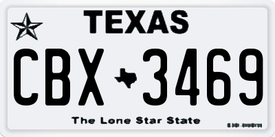 TX license plate CBX3469