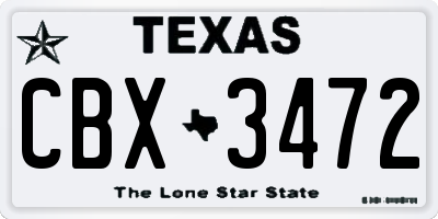 TX license plate CBX3472