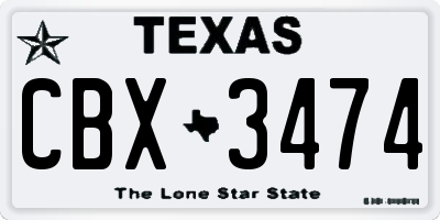 TX license plate CBX3474