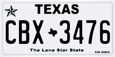 TX license plate CBX3476
