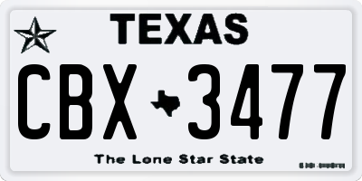 TX license plate CBX3477