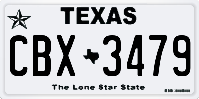 TX license plate CBX3479