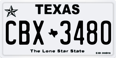 TX license plate CBX3480