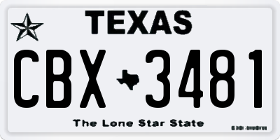 TX license plate CBX3481