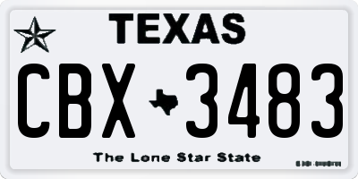 TX license plate CBX3483