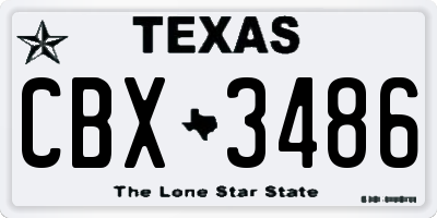 TX license plate CBX3486