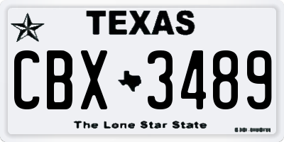 TX license plate CBX3489