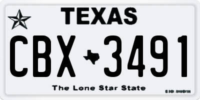 TX license plate CBX3491