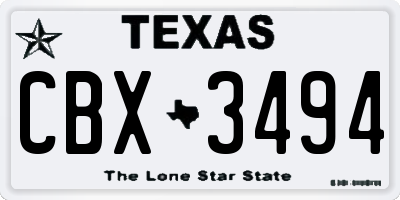 TX license plate CBX3494