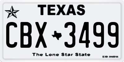 TX license plate CBX3499