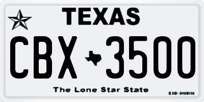 TX license plate CBX3500