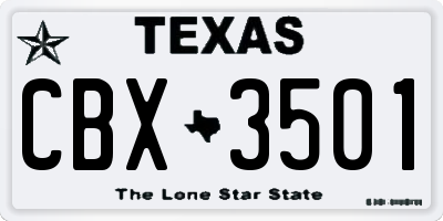 TX license plate CBX3501