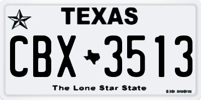 TX license plate CBX3513