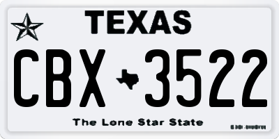 TX license plate CBX3522