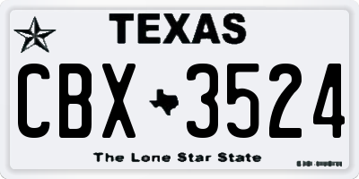 TX license plate CBX3524