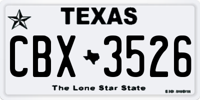 TX license plate CBX3526