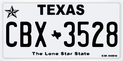 TX license plate CBX3528