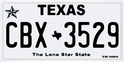 TX license plate CBX3529