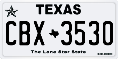 TX license plate CBX3530