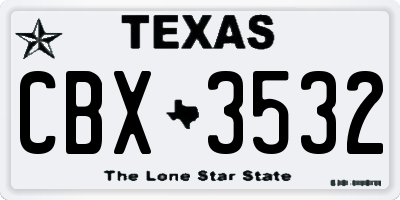 TX license plate CBX3532