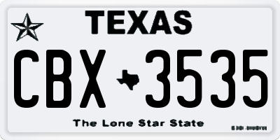 TX license plate CBX3535