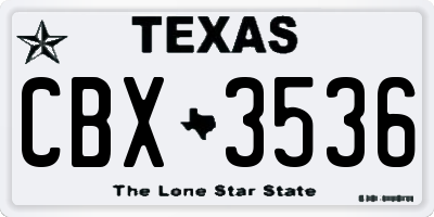 TX license plate CBX3536