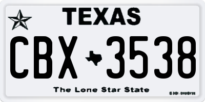 TX license plate CBX3538