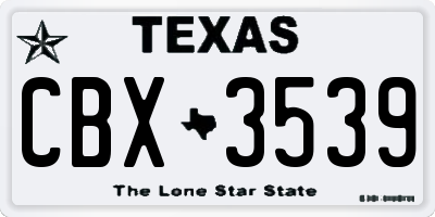 TX license plate CBX3539