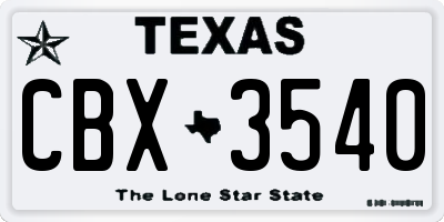 TX license plate CBX3540