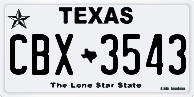TX license plate CBX3543