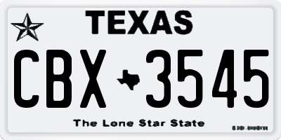TX license plate CBX3545