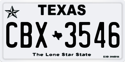 TX license plate CBX3546