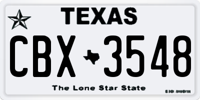 TX license plate CBX3548